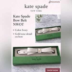 Kate Spade Ivory Bow Belt with Gold Accent